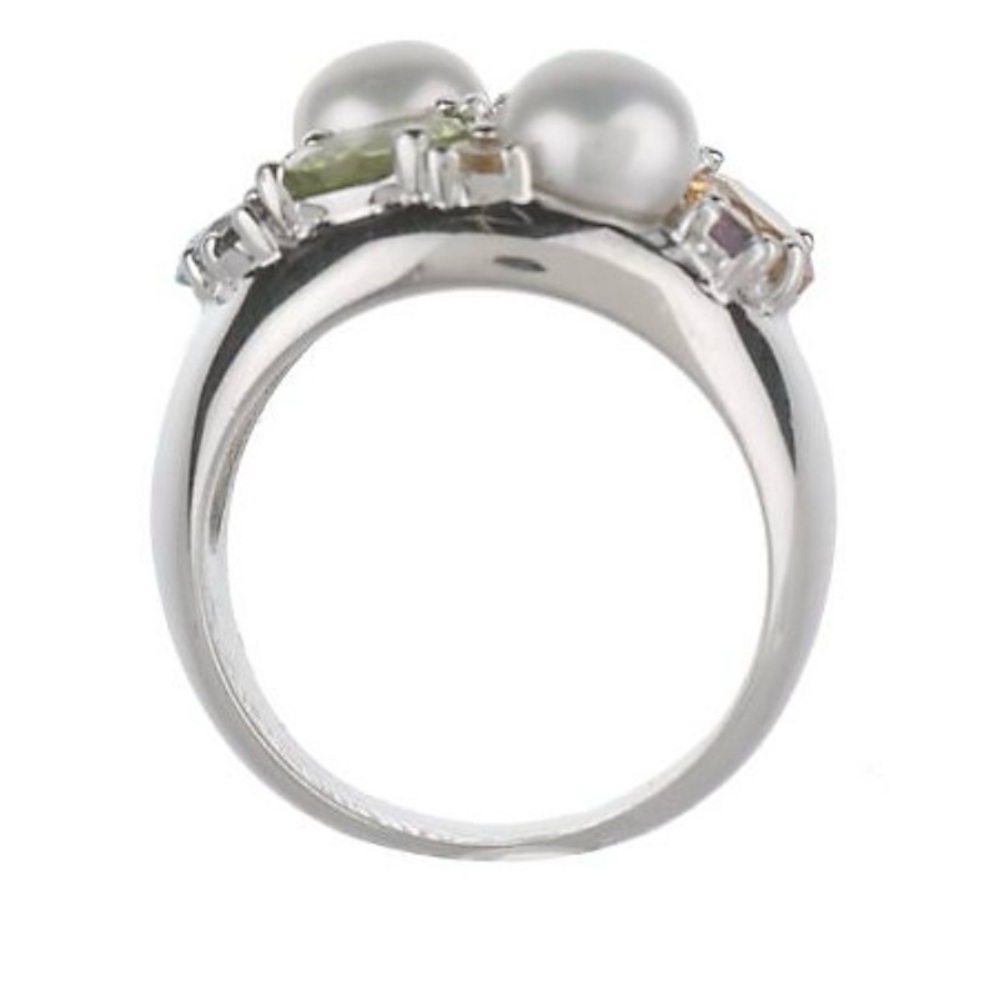 Ross Simon’s 2.85cttw multi gemstone and cultured pearl ring. - Picture 8 of 9